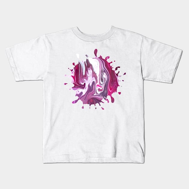 Pink/White Acrylic Pour Painting Kids T-Shirt by Designs_by_KC